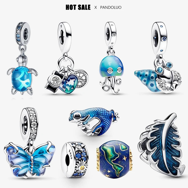 Chameleon Shape Charm Beads para Mulheres, Tartaruga Azul, Borboleta, Pingentes, Fits Pandora Bracelet, DIY Jewelry Gifts, Hot Sale