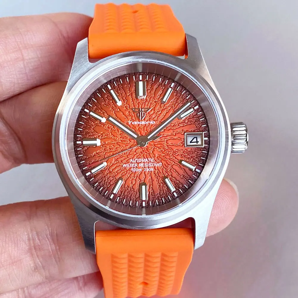 

Tandorio New 36mm Pilot Sapphire Glass 200m Waterproof fit NH35 Automatic Mechanical Men's Watch Green Luminous Hands Wristwatch