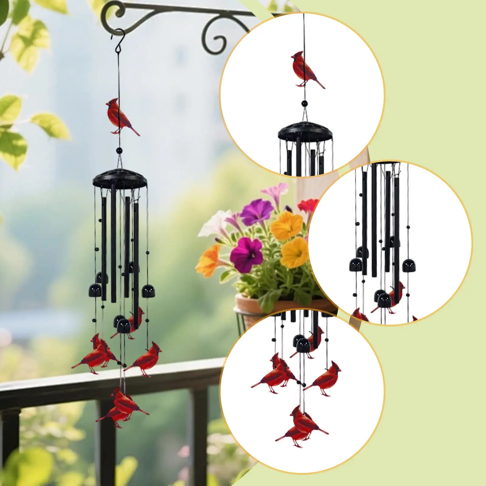 Cardinal Wind Chime Wind Bell Sympathy Bird Windchime Hanging Ornament Outside for Porch Patio Yard Garden Loss of Loved Ones