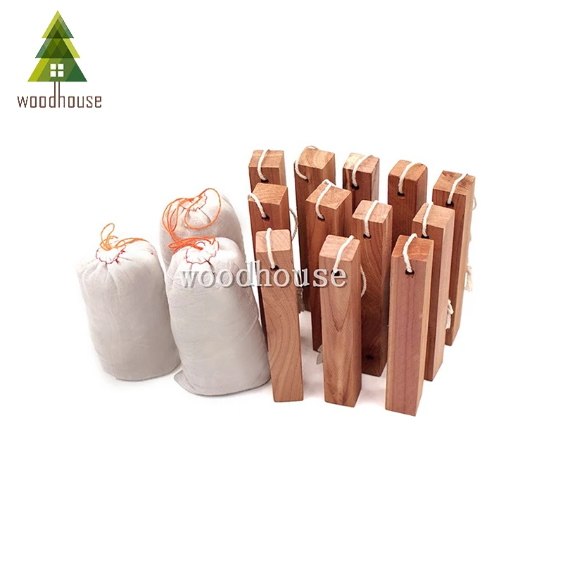 Cedar Wood for Closets Cedar Chips and Sachets for Drawers 12pcs Hanging wooden strips for Hangers & 3pcs Cedarwood Bags