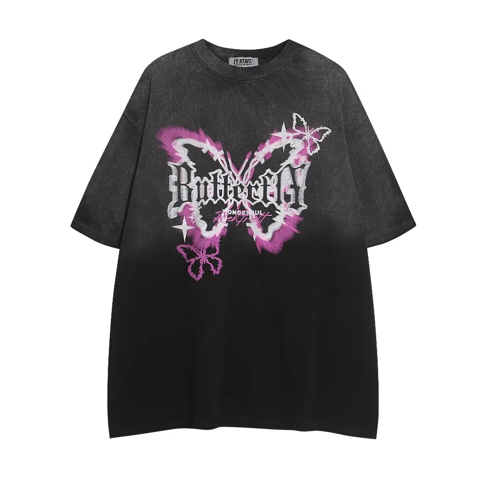 

Flame Butterfly Graphic Goth Oversize T-Shirt for Women Men Aesthetic Retro Summer Grunge Tops Tees Clothing Shirts Streetwear