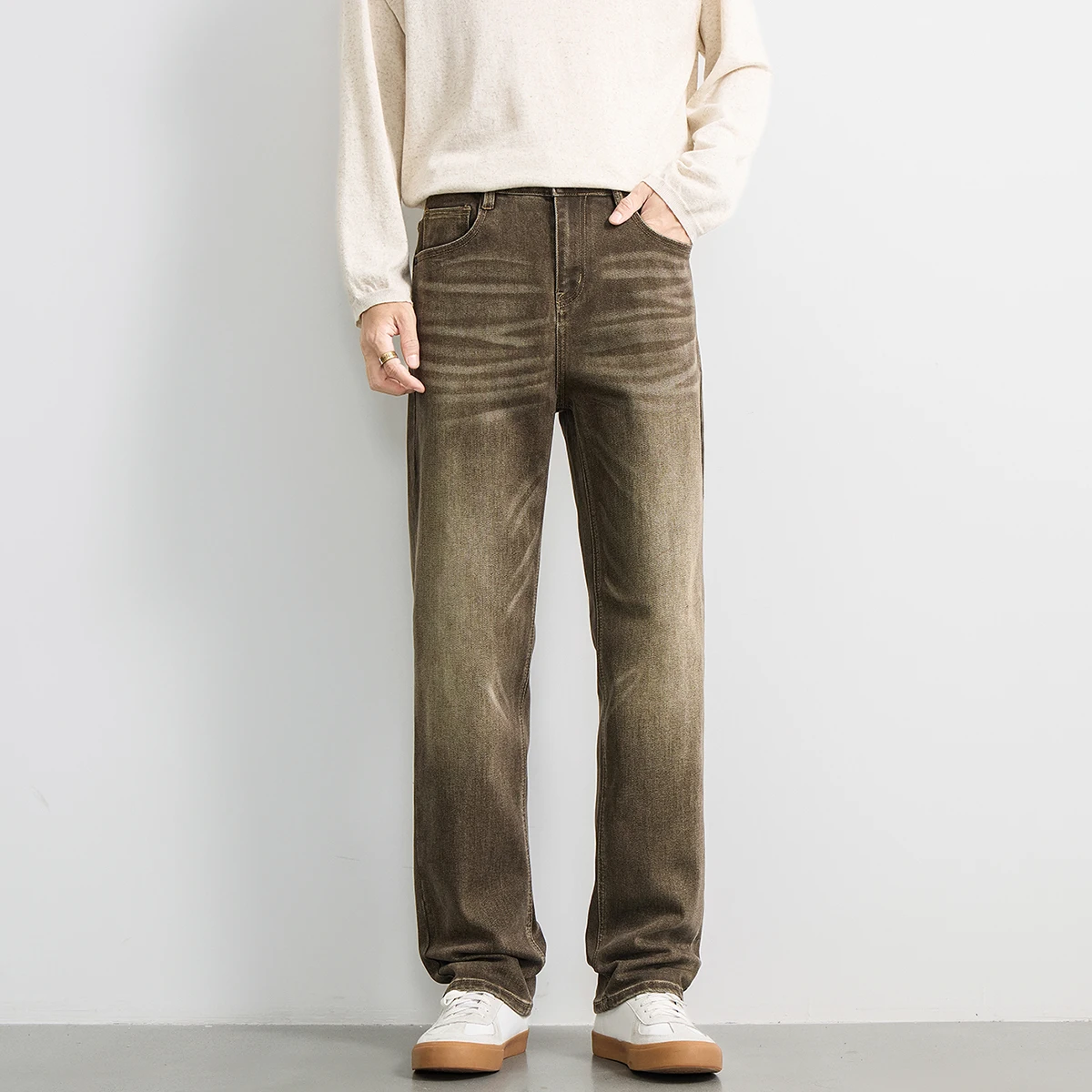 men's autumn and winter jeans 2026 new model Stretch Casual Men's Loose Casual Straight Wide Leg Men's Pants