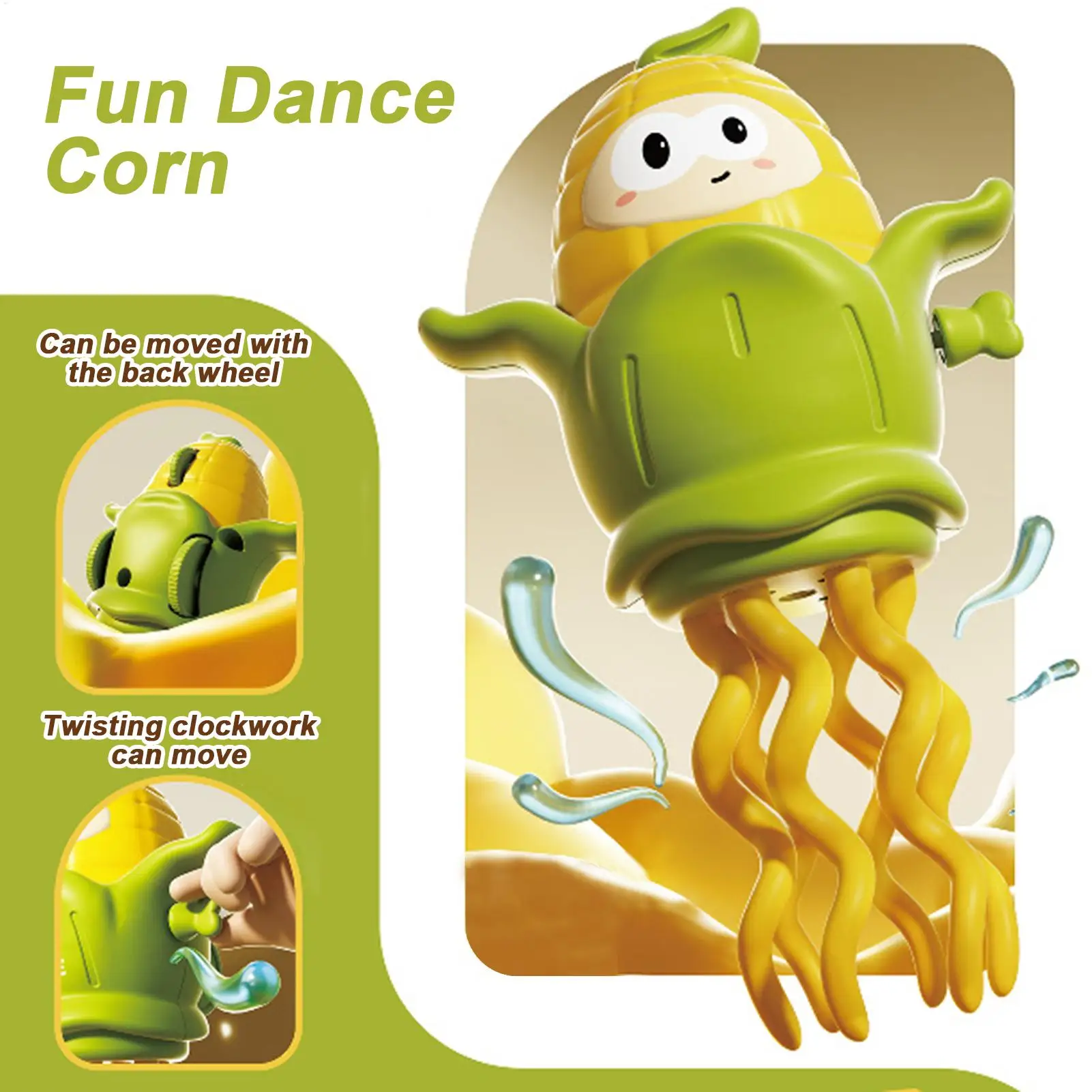 Brinquedo de polvo rastejante em forma de milho, polvo de dança interativo, relógio, jogo de aprendizagem educacional para meninos e meninas, interior