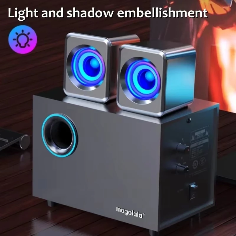 2.1 Multimedia Bluetooth Audio System Home Theater Surround Computer Active Combination Wooden Speaker AUX USB Cable Post TV PC