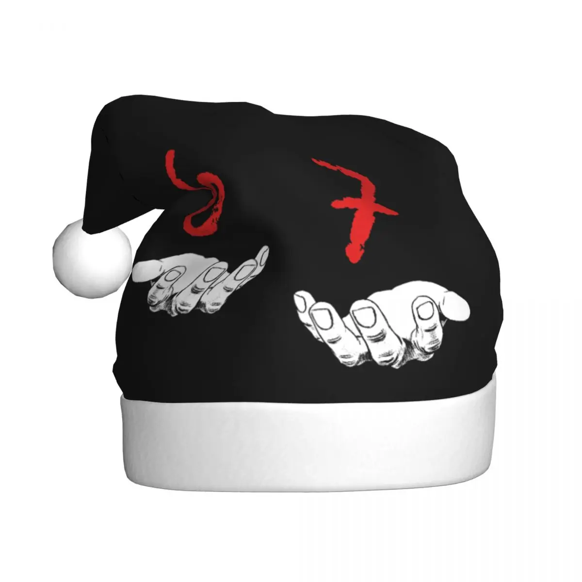 Funny Hands Six Seven 6 7 Meme Anime Cartoon Christmas Hats for Adult Men Women Santa Hat Cap Xmas Decoration Headdress