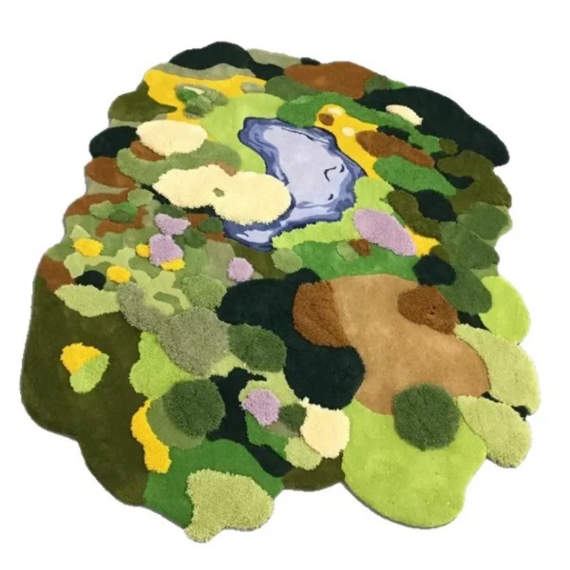 Idyllic moss blanket living room coffee table wool bedroom bedside blanket art handmade carpet
