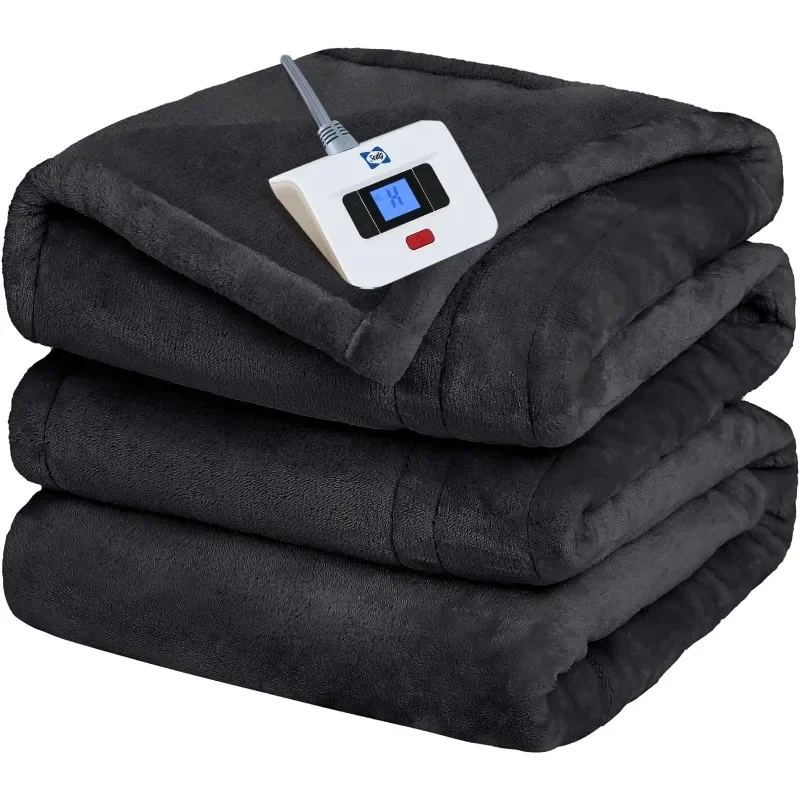 Flannel Electric Blanket, 10 Heating Levels and 1-12 Hours Automatic Closing, Quick Heating Warm Blanket, Machine Washable