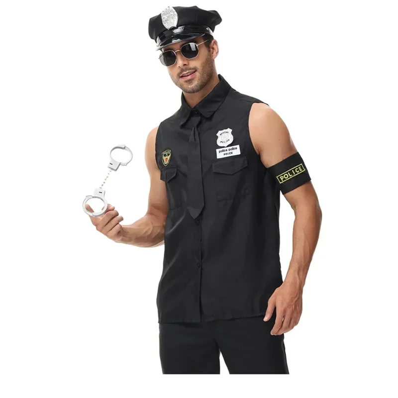 Halloween Costumes Adult America U.S. Police Dirty Cop Officer Costume Top Shirt Fancy Cosplay Clothing for Men
