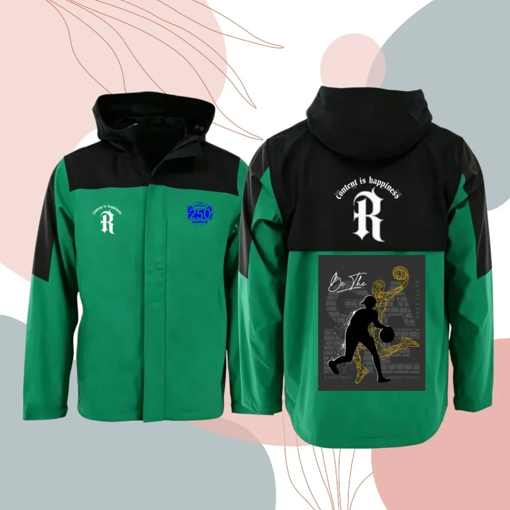 Contrast Color Patchwork Men Hooded Jacket Full Zipper Loose Fit Windproof Outerwear Streetwear Daily Running Fitness Hooded Top