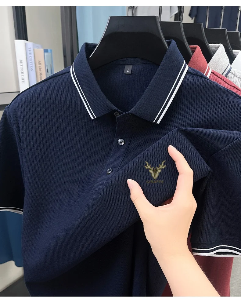 100% Cotton Top Summer Mens Printed Short Sleeved Polo Shirt Soft Breathable Comfortable Casual Suitable For Daily Business Wear