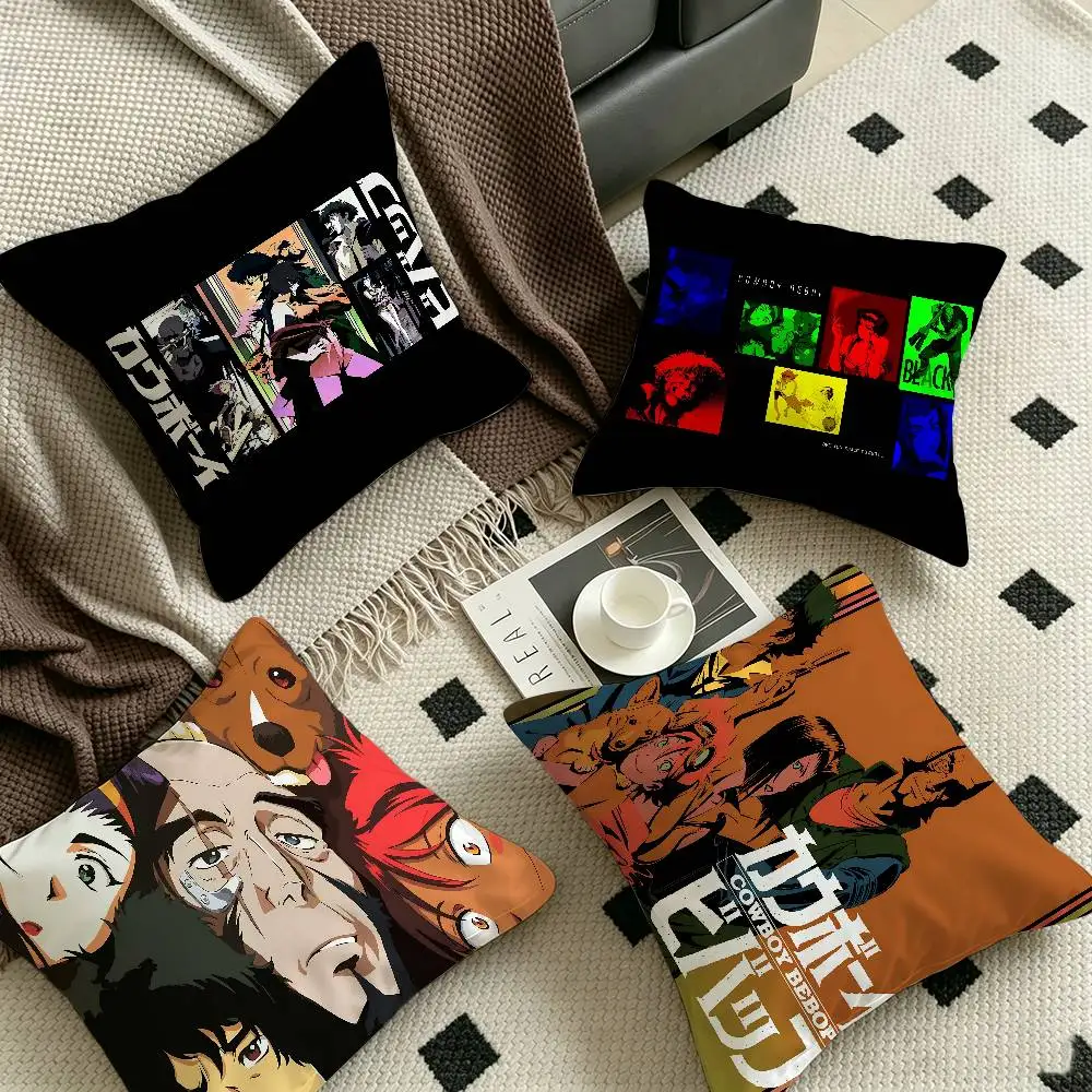 Anime C-Cowboy B-Bebop Cartoon Cushion Cover Car Throw Pillow Case For Sofa Car Christmas Gift 40x40cm 45x45cm