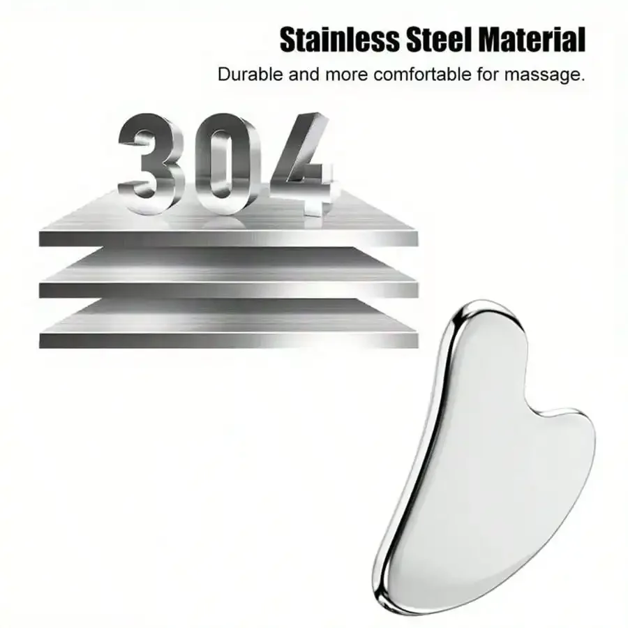 304 สแตนเลส Gua Sha Facial เครื่องมือเครื่องมือนวดหน้าเรียบทนทานโลหะ Scraper Guasha เครื่องมือ Face Body ลดอาการบวม