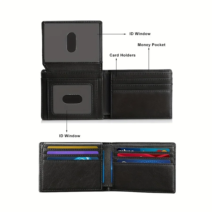 Men's Wallet Ultra Thin Rfid Leather with ID Window Multi Card Carbon Fiber Wallet