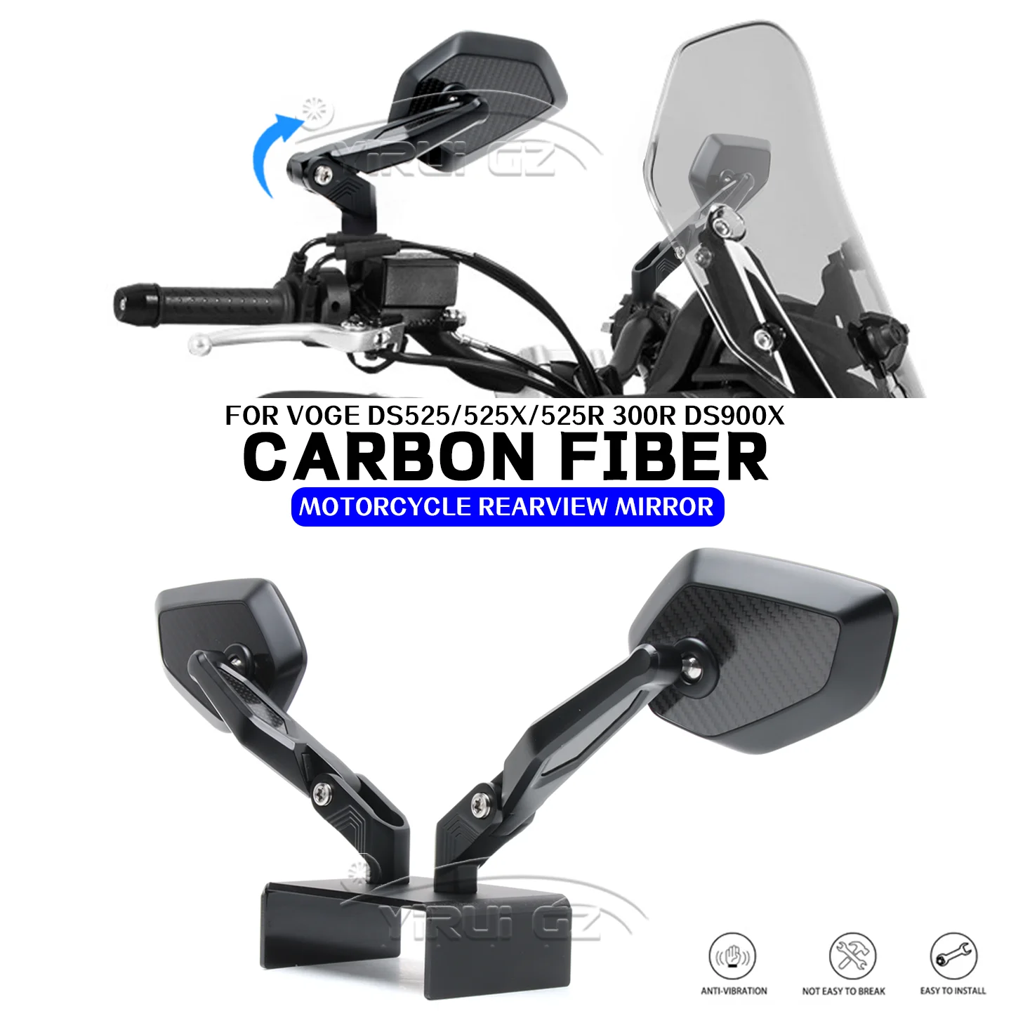 FÜR VOGE DS525 300R 525R DS525X DS900X Motorrad rückspiegel anti-glare spiegel Rückspiegel Seite Spiegel Faltbare spiegel stange
