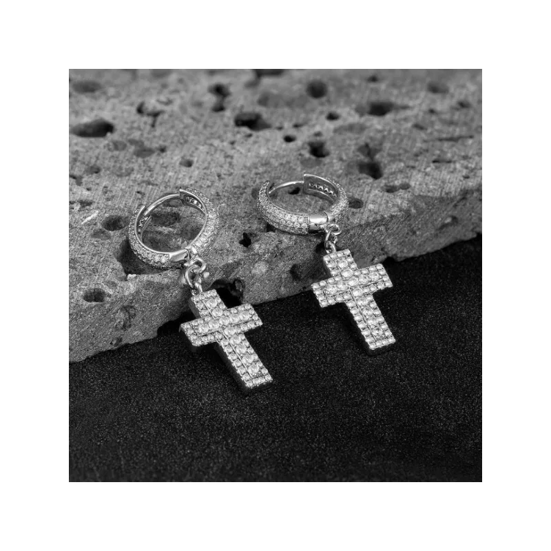 

Модные серьги с крестом из циркона, легкие роскошные серьги с микроинкрустацией цирконом, индивидуальные мужские и женские серьги, серьги в стиле хип-хоп