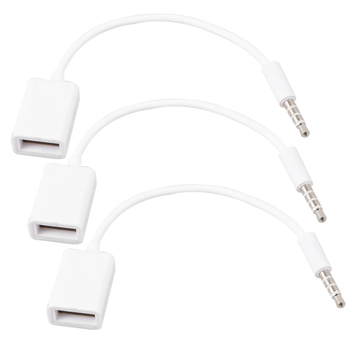 

3Pcs USB to 3.5mm Aux Cable for Car Audio Systems Play Mp3 from U Disk Compatible with Cd Player No Charging Function Black