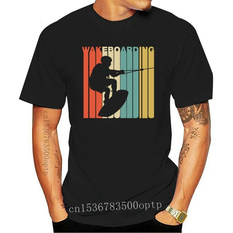 New Vintage Retro 1970'S Style Wakeboarding Wakeboarder T-Shirt Printing Tee Shirt