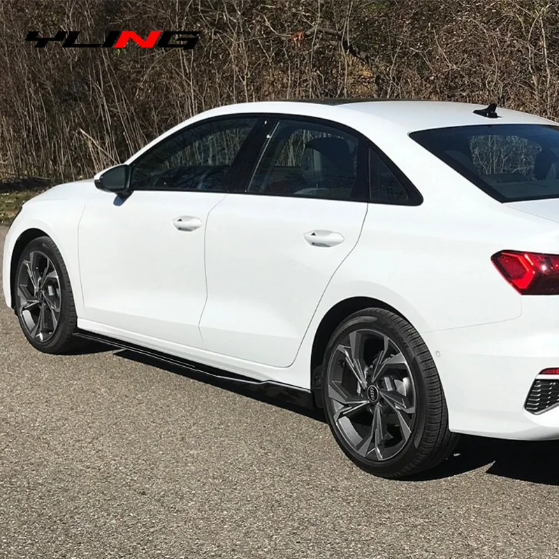 For Audi Accessories A3 Sedan 2013+ Car Side Skirt Extension Set Rocker Panels Lip Bumper ABS 8pcs Glossy Black view 5