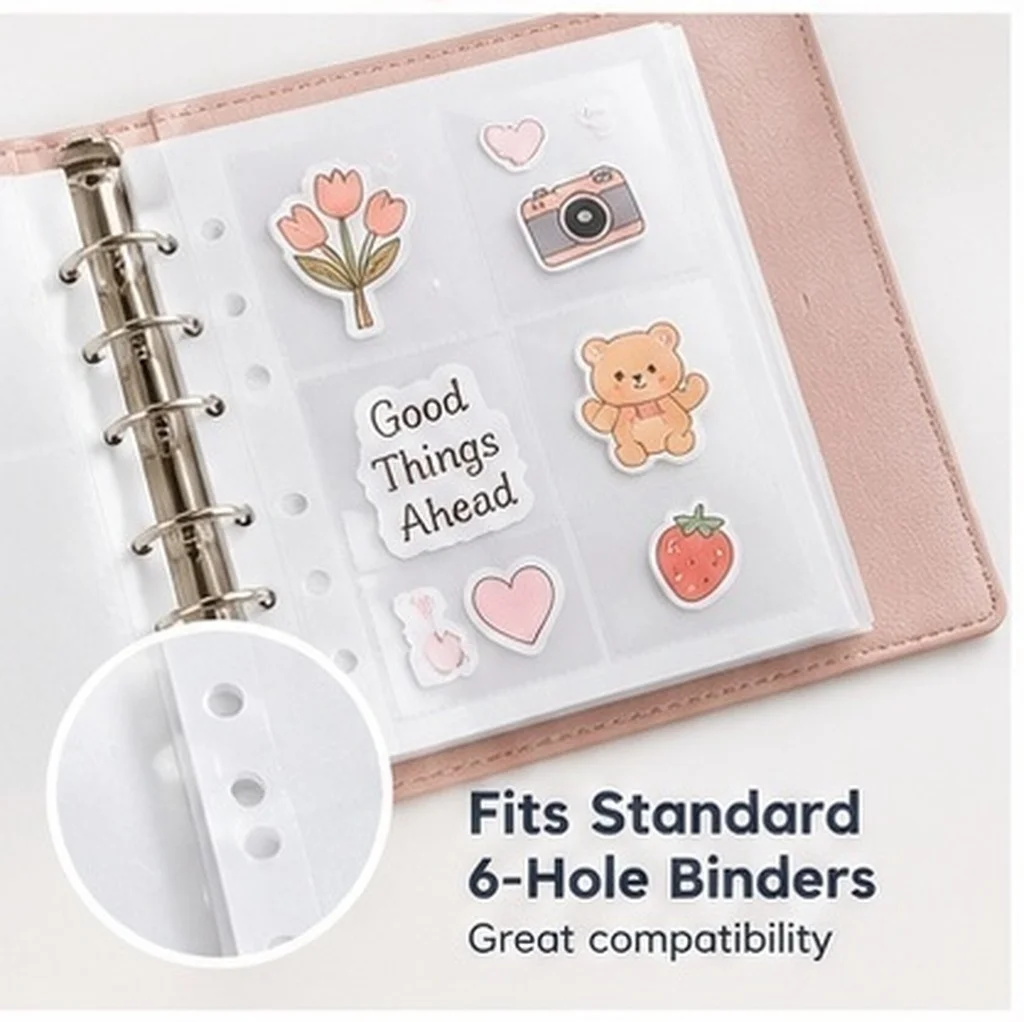 100Pcs Sticker Release Paper Binder Sheet Double Sided Album Refill for Sticker 5 Ring Binder Inserts