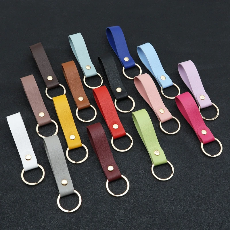 Personalized Name Number PU  Keychain Laser Logo Leather Keyring Pendant Customized Car Key Chain Ring Holder