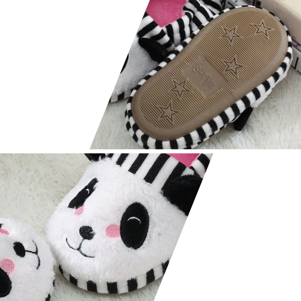 

Heel Covered Children Slippers Indoor Cute Striped Cartoon Non Slip Warm Bedroom Kitchen Study Room Machine Washable