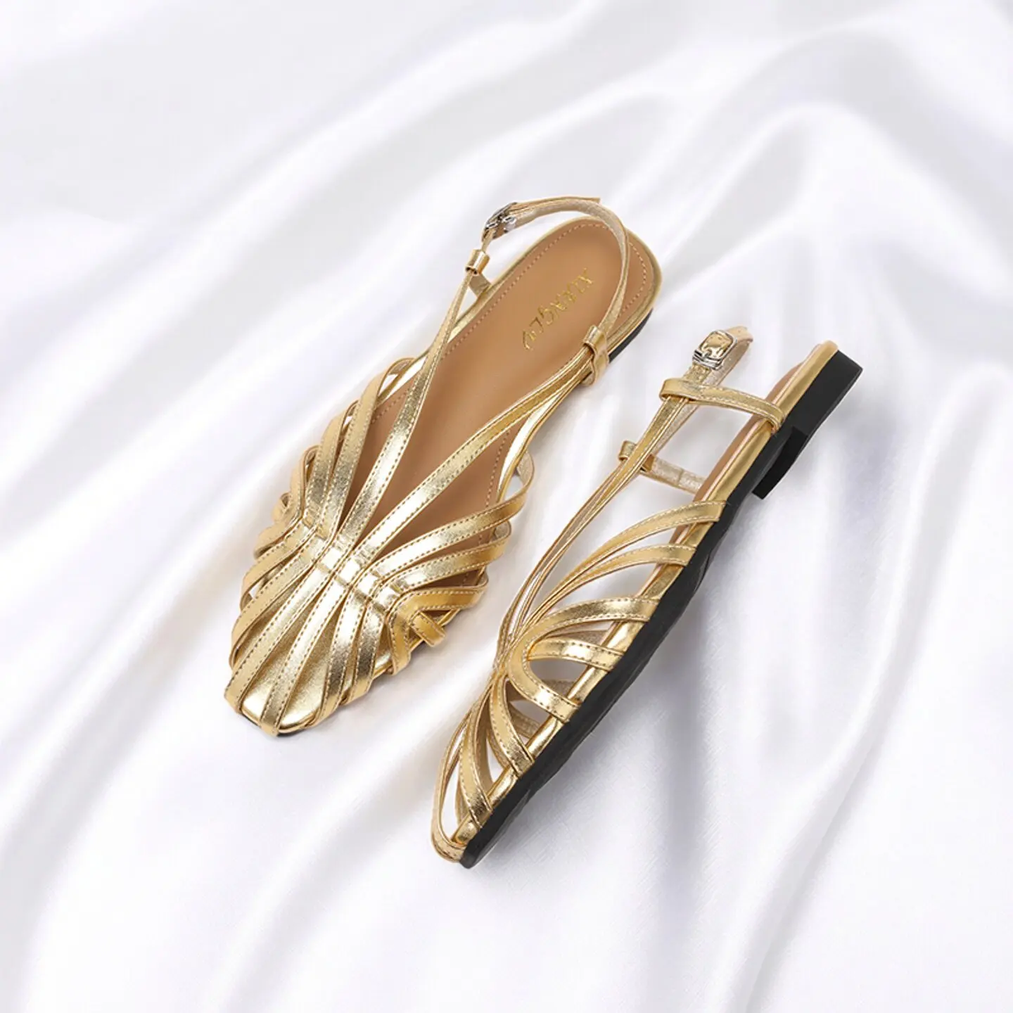 

Retro Narrow Band Women Flat Sandals Designer Brand Banquet Wedding Shoes Summer Hollow Beach Gladiator Sandalias Large Size 43