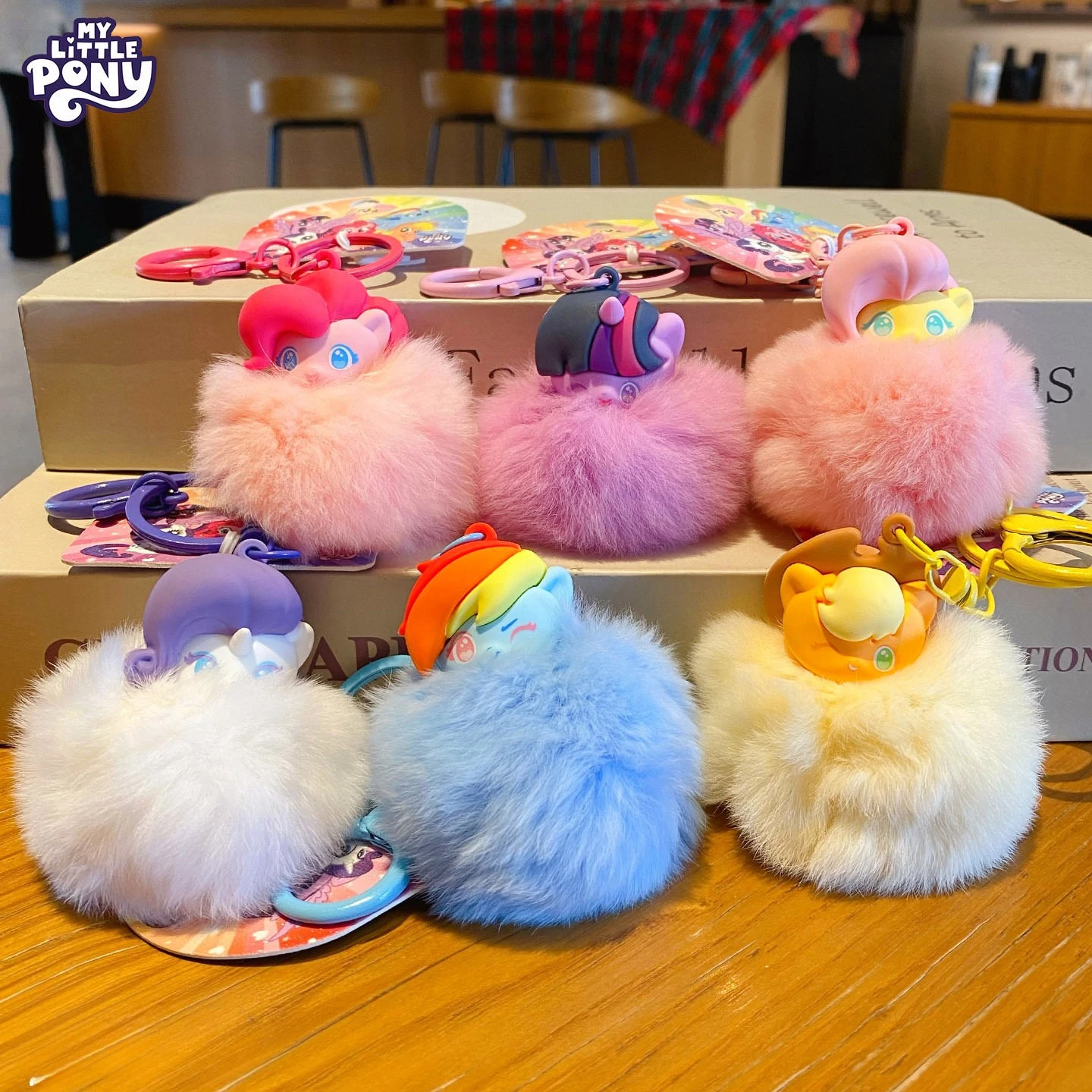 Llavero de peluche Kawaii My Little Pony, llavero de bola de peluche Pinkie Pie, figura de acción de dibujos animados de Twilight, Rainbow, Applejack, Rarity