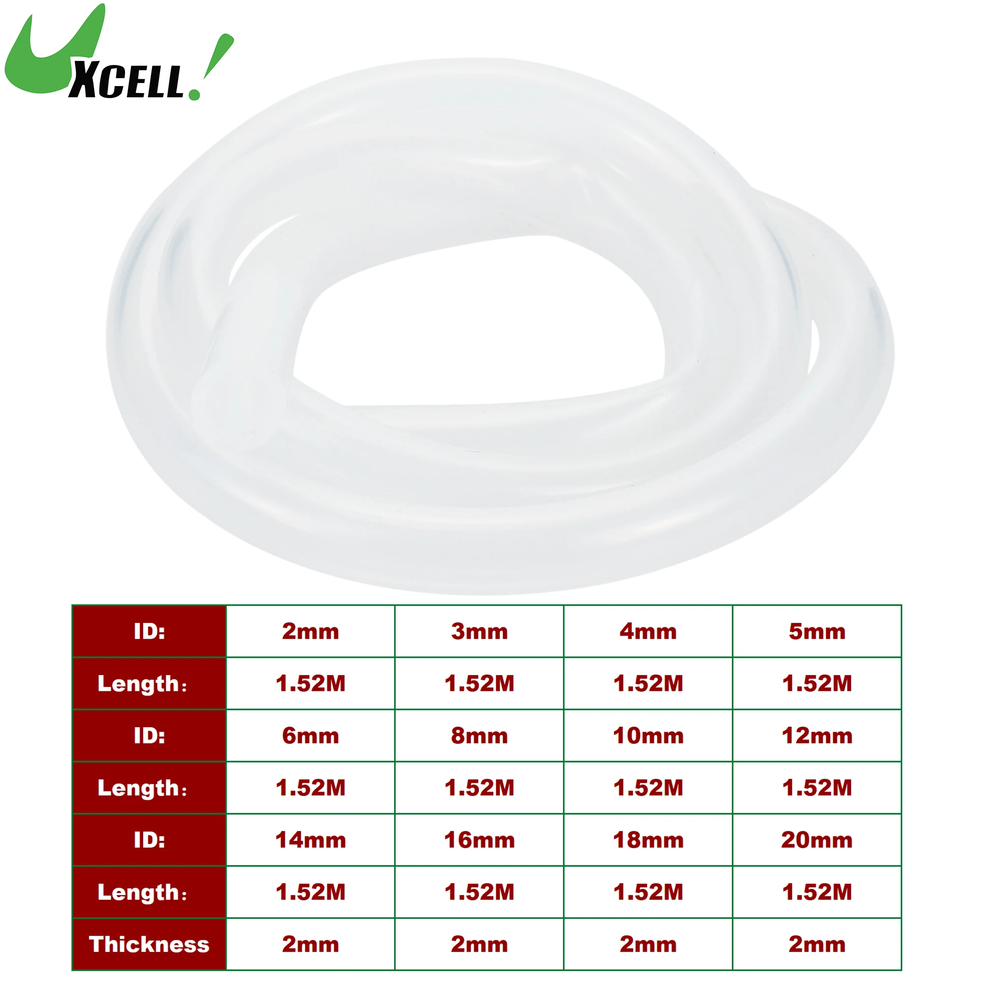 

UXCELL 1.52M Long Silicone Vacuum Tubing Hose Engine Car Vacuum Line Silicone High Temperature 2mm-20mm ID 2mm Thickness Clear