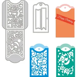 2pc 3D Pocket Envelope Cutting Dies for Card Making Hollowed Out Flower Envelope Die Cuts Carbon Steel Embossing Stencils