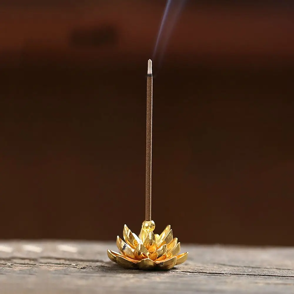 Mini Home Decor Traditional Shapes Buddhism Gadgets Incense Holder Copper Censer Ash Catcher Joss-stick inserted