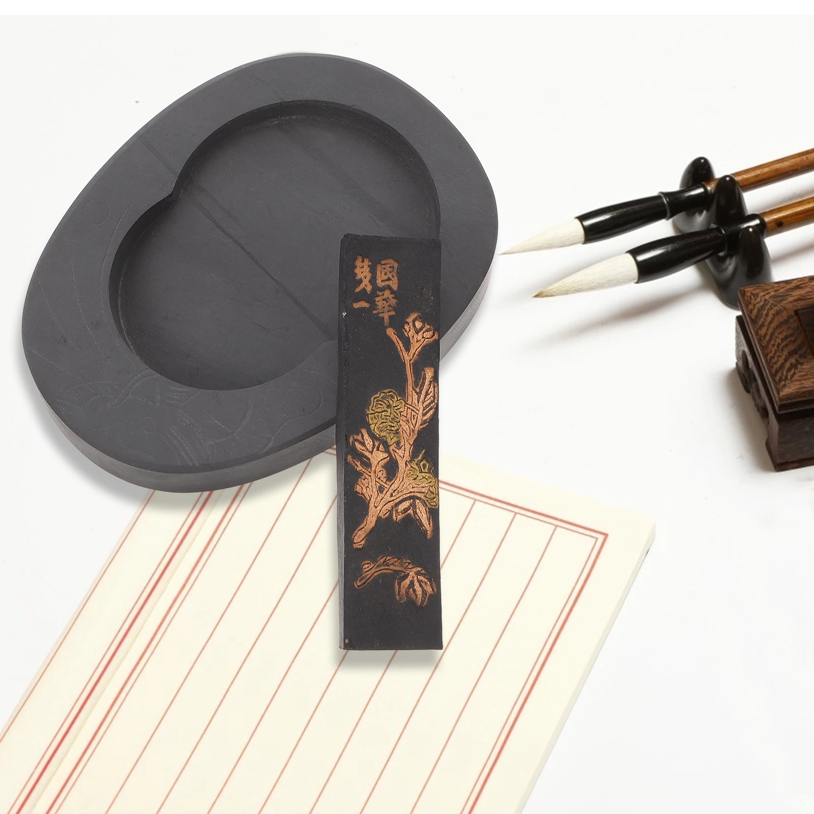 

1 set Four Treasures of the Study Calligraphy Set 3 Pens Ink Brush Student Stationery Smooth Practical for Beginners