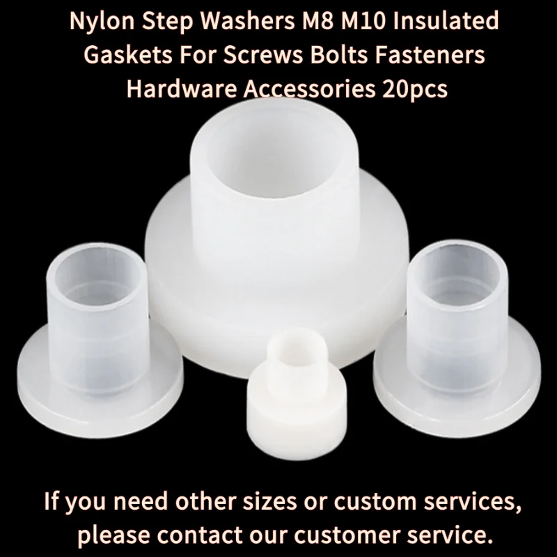 Nylon Step Washers M8 M10 Insulated Gaskets Screws Bolts Fasteners Hardware Accessories 20pcs