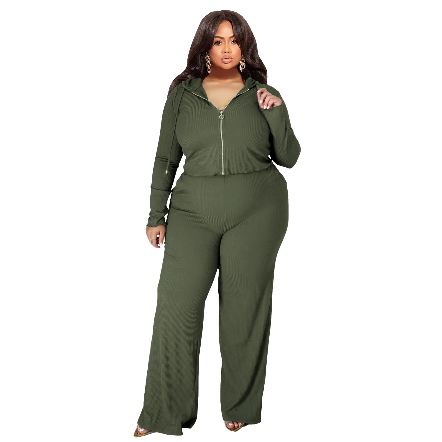 Autumn 2023 Plus Size Women Three Pieces Set Casual Long Sleeves Coat Vest and Pants Casual Tracksuits Outwear Outfits