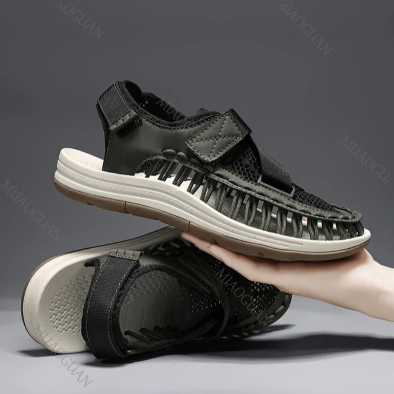 Weaving Men Sandals Retro Roma Design Beach Vacation Breathable Casual Flat Shoes Outdoor Summer Fashion Comfort Male Footwear