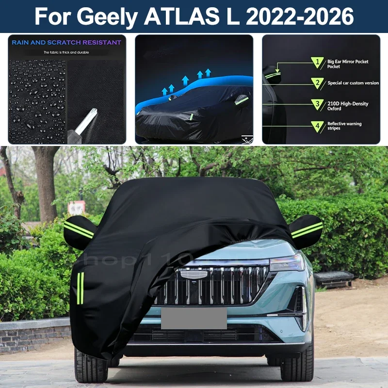 Auto Exterior Sun-Snow Protective Car Cover For Geely ATLAS L 2022-2026 Waterproof Dustproof Anti-UV Outdoor Cover 2023 2024