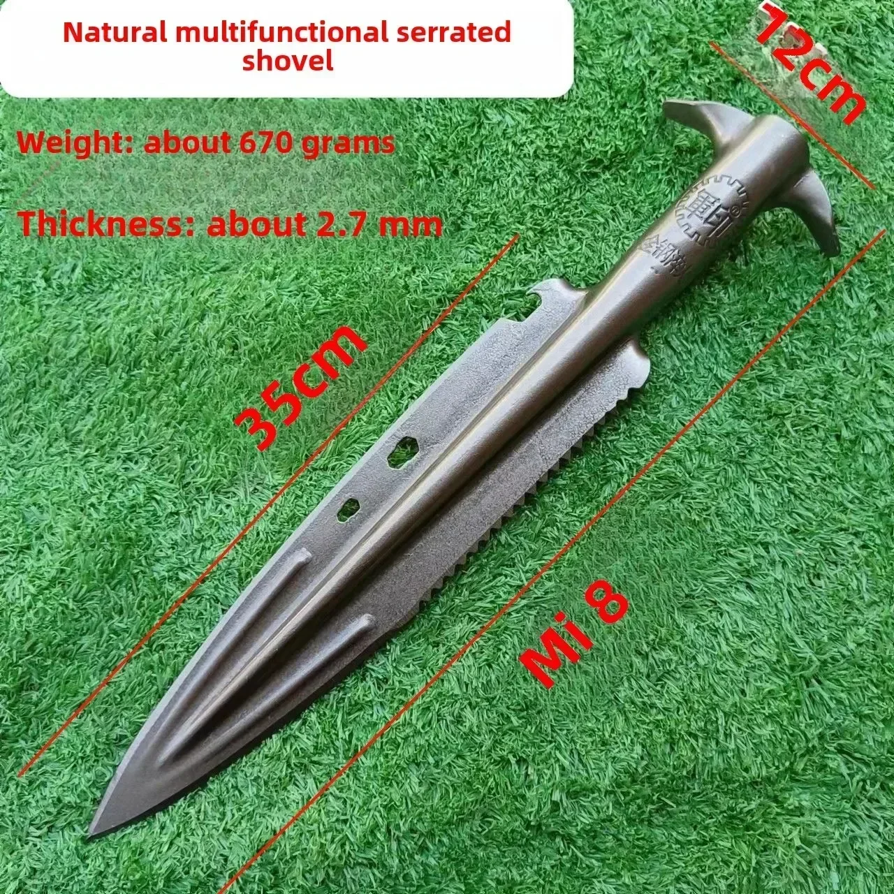 New Military seal gardening pointed shovel All steel Zulu gun Multi purpose pointed shovel outdoor tool firewood chopping knife