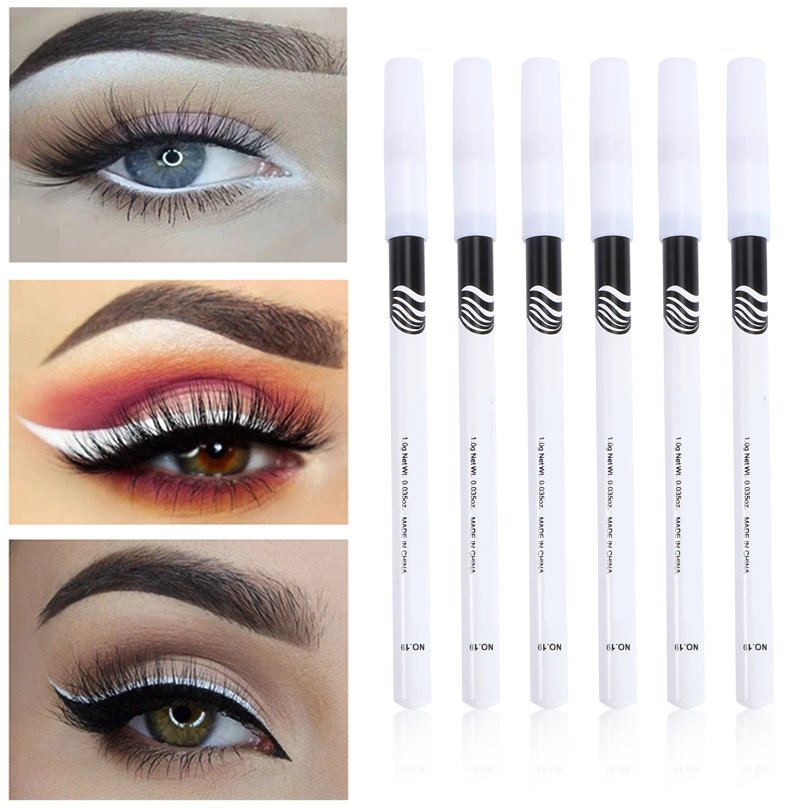 12 Stück Textmarker-Eyeliner-Stift, weißer Make-up-Stift, glatte, feine Spitze, starke Dehnung, verblasst nicht, wasserdicht, für Augenöffnungsecke