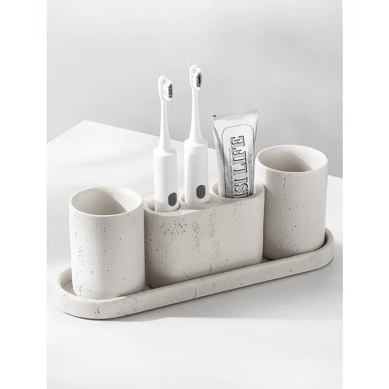 Luxury Hotel Bathroom Set Resin Toothbrush Holder Sink Cup Four-Piece Set for Toiletries And  Toothbrush Storage Rack