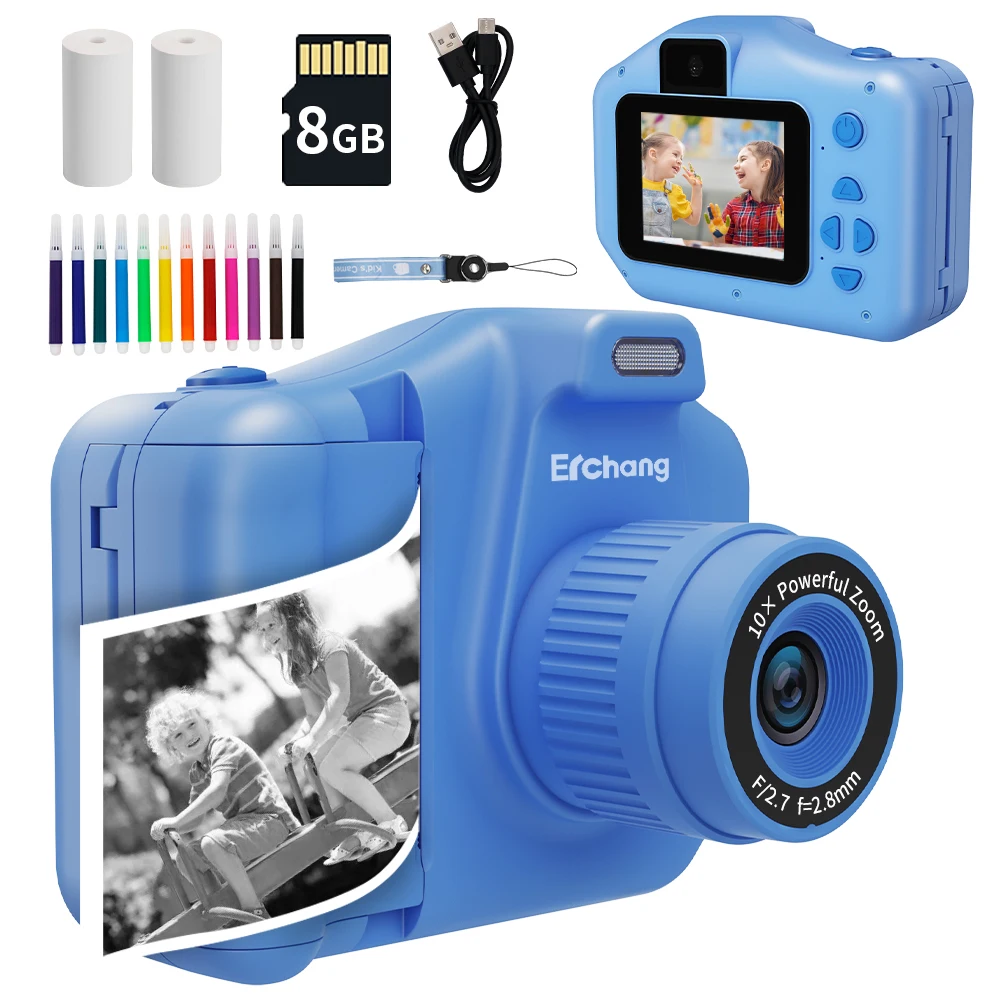 New Children Instant Print Camera 10x Digital Zoom Kids Digital Photo Camera Girl\'s Child Camera Video Boy\'s Birthday Gift