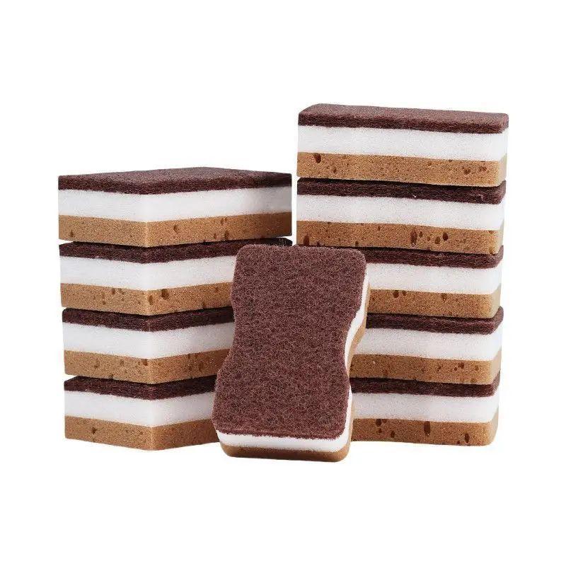 10Pcs Super Thick Double Sided Sponge Dish Washing Pad Powerful Stain Remover Kitchen Pot Scrub Sponge BlockThick Cleaning Wipe