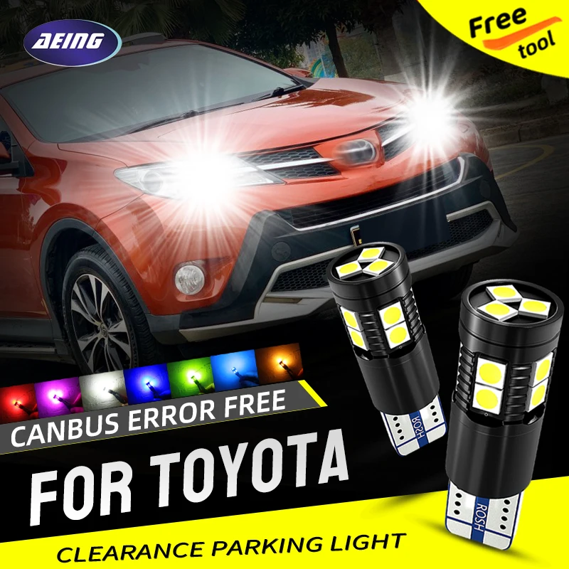 2×T10 W5W LED Clearance Parking Lights Bulbs For Toyota Prius RAV4 Sequoia Tacoma Tundra Venza Urban Cruiser Verso/S Yaris Vitz