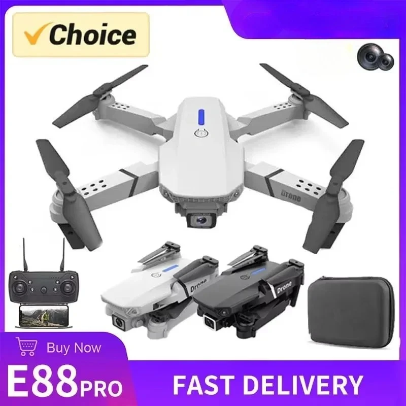 2026 New E88 Pro WIFI FPV Drone Wide Angle HD 4K/1080P Camera  Height Hold Foldable Quadcopter RC Helicopter Toy Gift