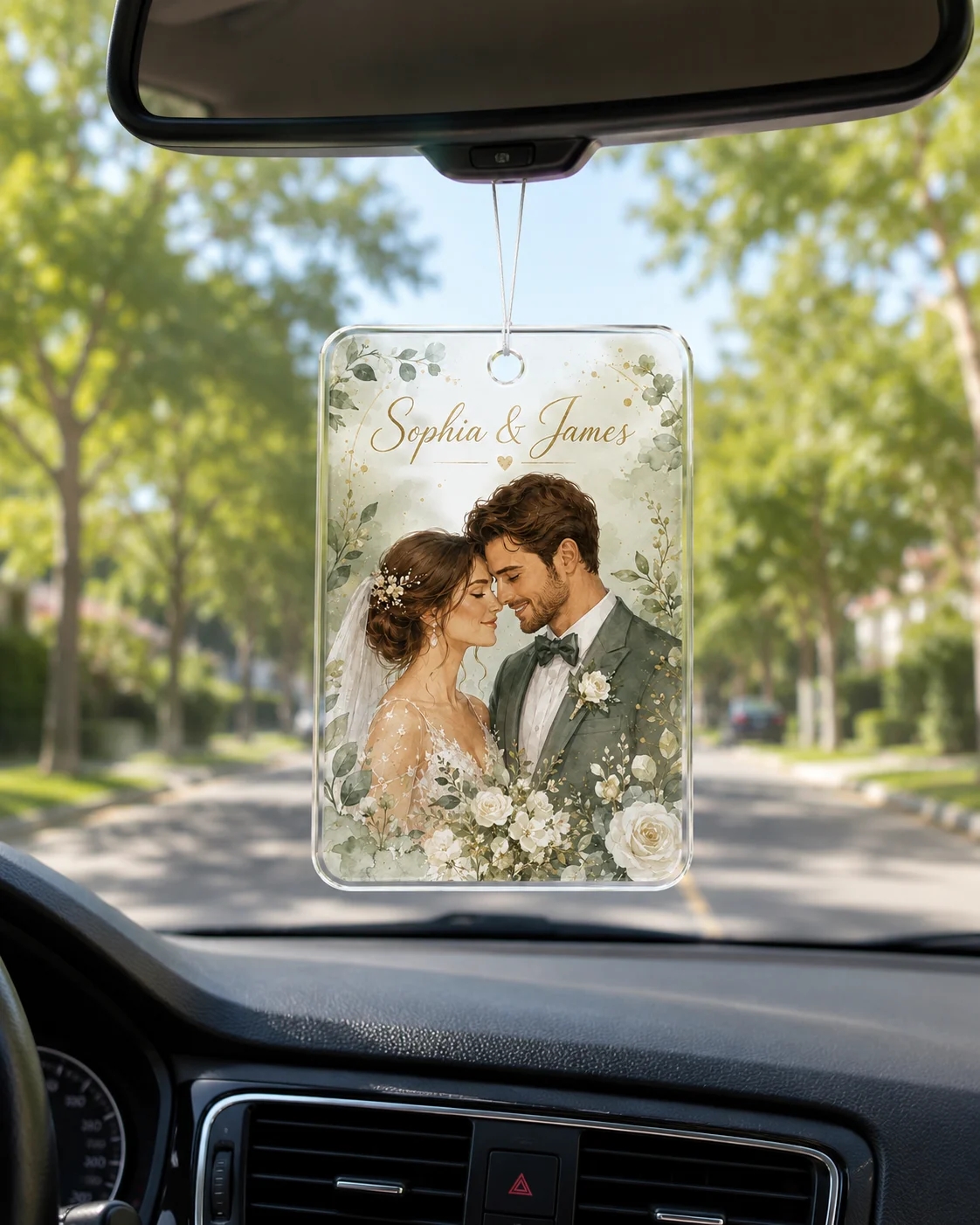2D Flat, Custom Photo Car Hanging Decoration - Personalized Rearview Mirror Decoration, Transparent Acrylic Car Interior Hanging Decoration - Easy Installation Suitable for Cars, Trucks, Suvs - Unique Birthday, Anniversary, Valentine's Day Gift for Drivers - Customizable Vehicle Accessories, Easy-To-Install Car Decoration view 6