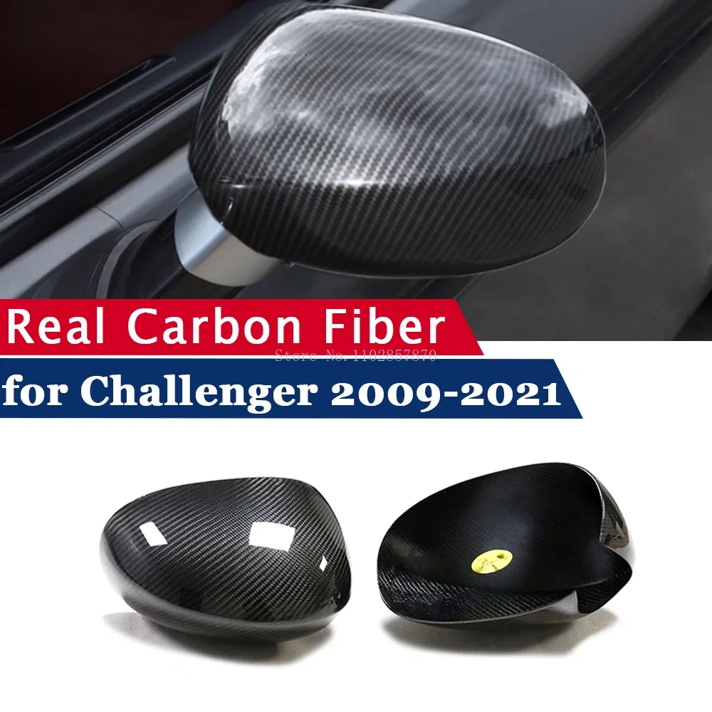 

Rearview Mirror Cover for Dodge Challenger 2009-2021 Real Carbon Fiber Side Mirror Shells Add on Frame Sticker Case Mirror Cap