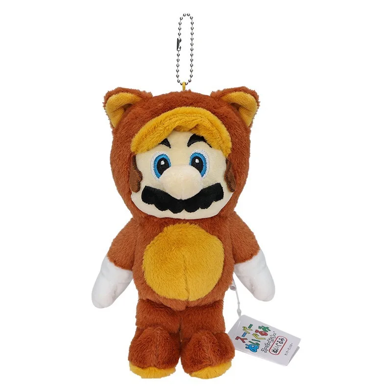 Super Mario 3D World Plush Keychain Set - Cat Mario & Tanooki Mario Cute Nintendo Game Stuffed Doll Gift for Fans Backpack Penda view 2