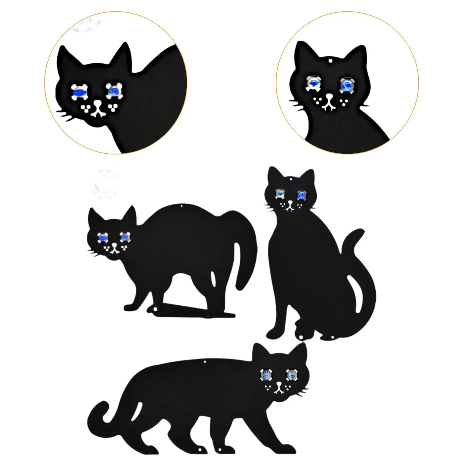 3x estacas decorativas de Metal para jardín de gato negro, adornos para césped, estacas de animales fáciles de instalar para Patio exterior, regalos para amantes de los gatos