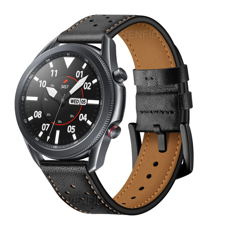 Skórzany pasek 22 mm do zegarka Samsung Galaxy Watch 3 45 mm Miękka bransoletka do zegarka Galaxy Watch 46 mm Gear S3 Frontier Classic