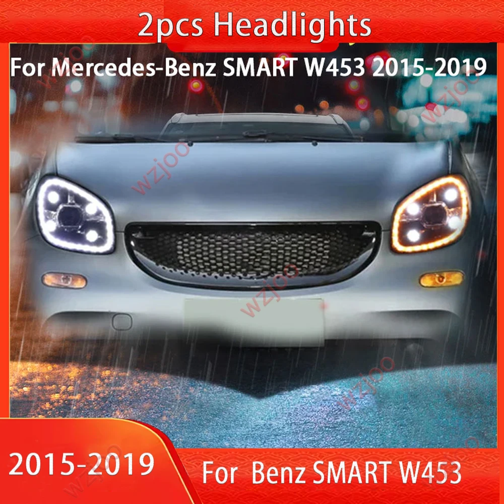 Car Lamps For Benz SMART W453 2015-2019 Front + Rear Light DRL Head Lamp Turn Signal Upgrade LED Headlight Lens Auto Accessories