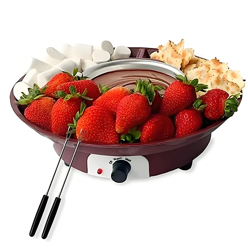 Juego de fondue de chocolate: crisol autoriscaldante con 2 configuraciones de temperatura para inmersión de frutas, malvaviscos y pasteles - Perfecto