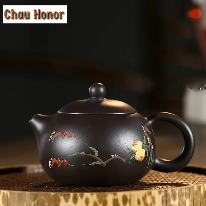 

240 мл традиционные чайники Xishi из необработанной руды с черной грязью, классический чайник Исин из фиолетовой глины, китайский чайный сервиз Исин, подарки по индивидуальному заказу